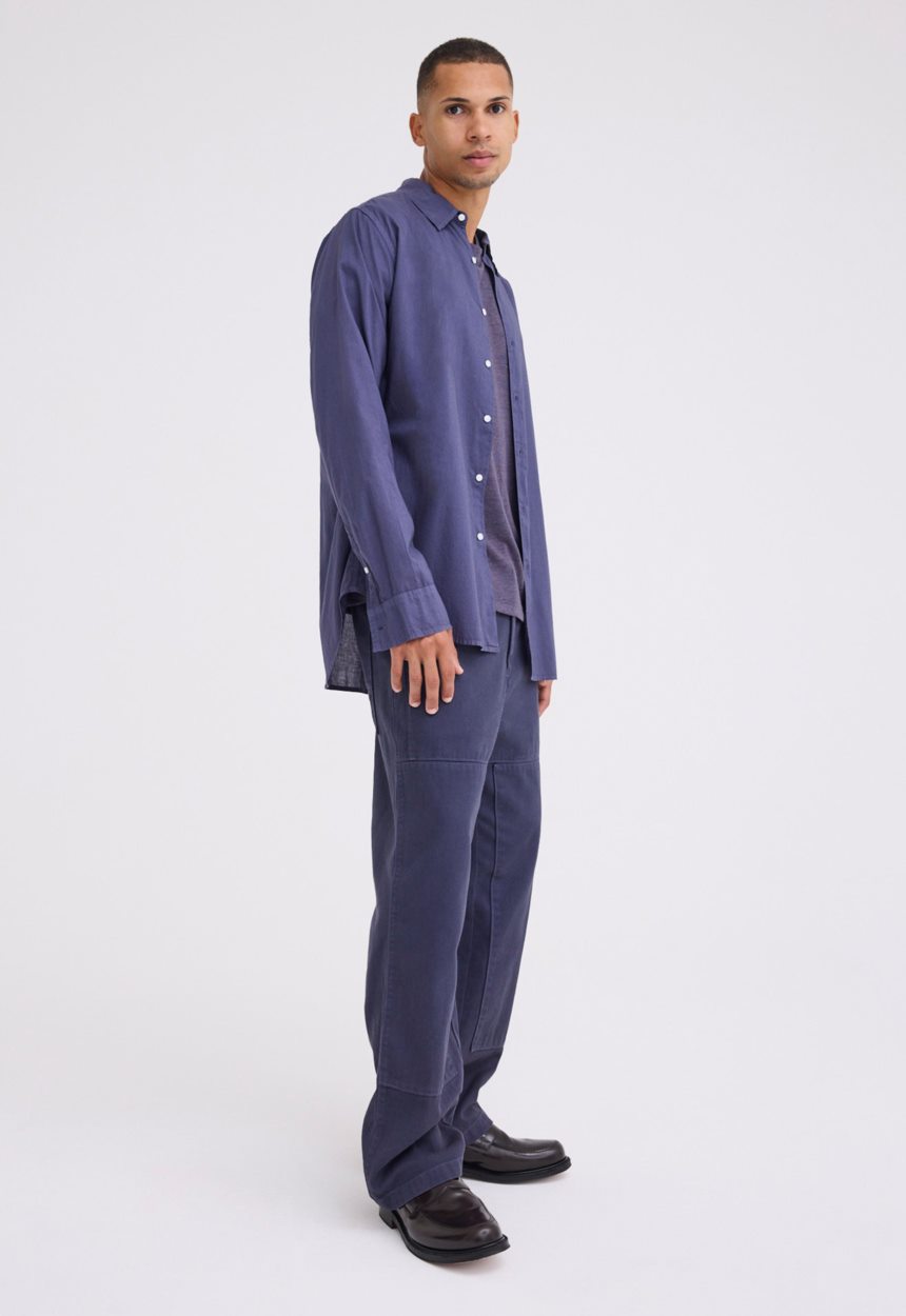 Jac + Jack Folded Collar Cotton Shirt - Sly Blue